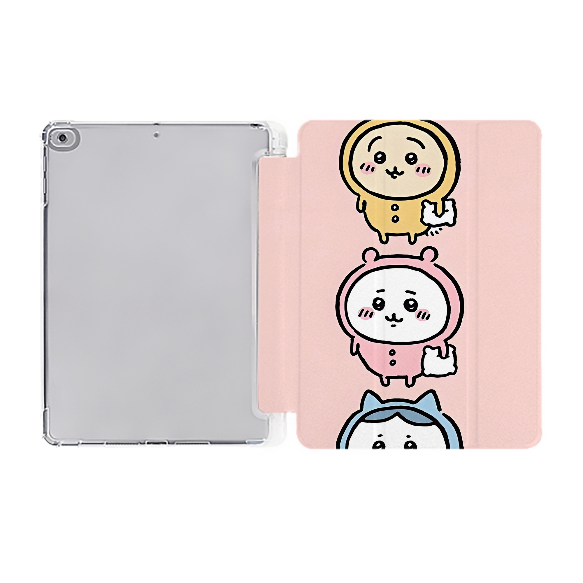 （画像用） ちいかわ Chii-kawa IPad ケース ペン収納付き 三つ折りスタンド PUレザー×シリコン 対応機種9.5/10.5/10.9インチ
